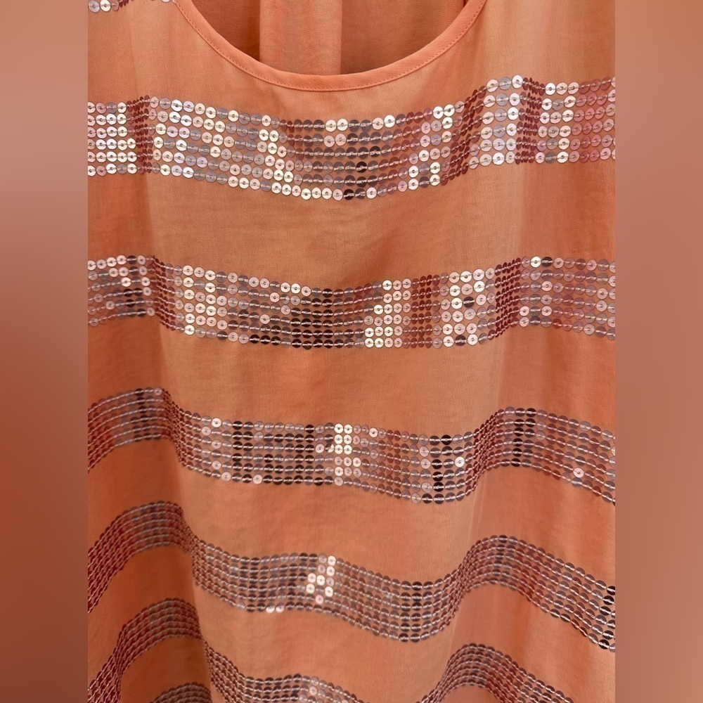 Banana Republic Sleeveless Sequined Tank Apricot Color Size Medium Y2K 90’s Club - Picture 3 of 10